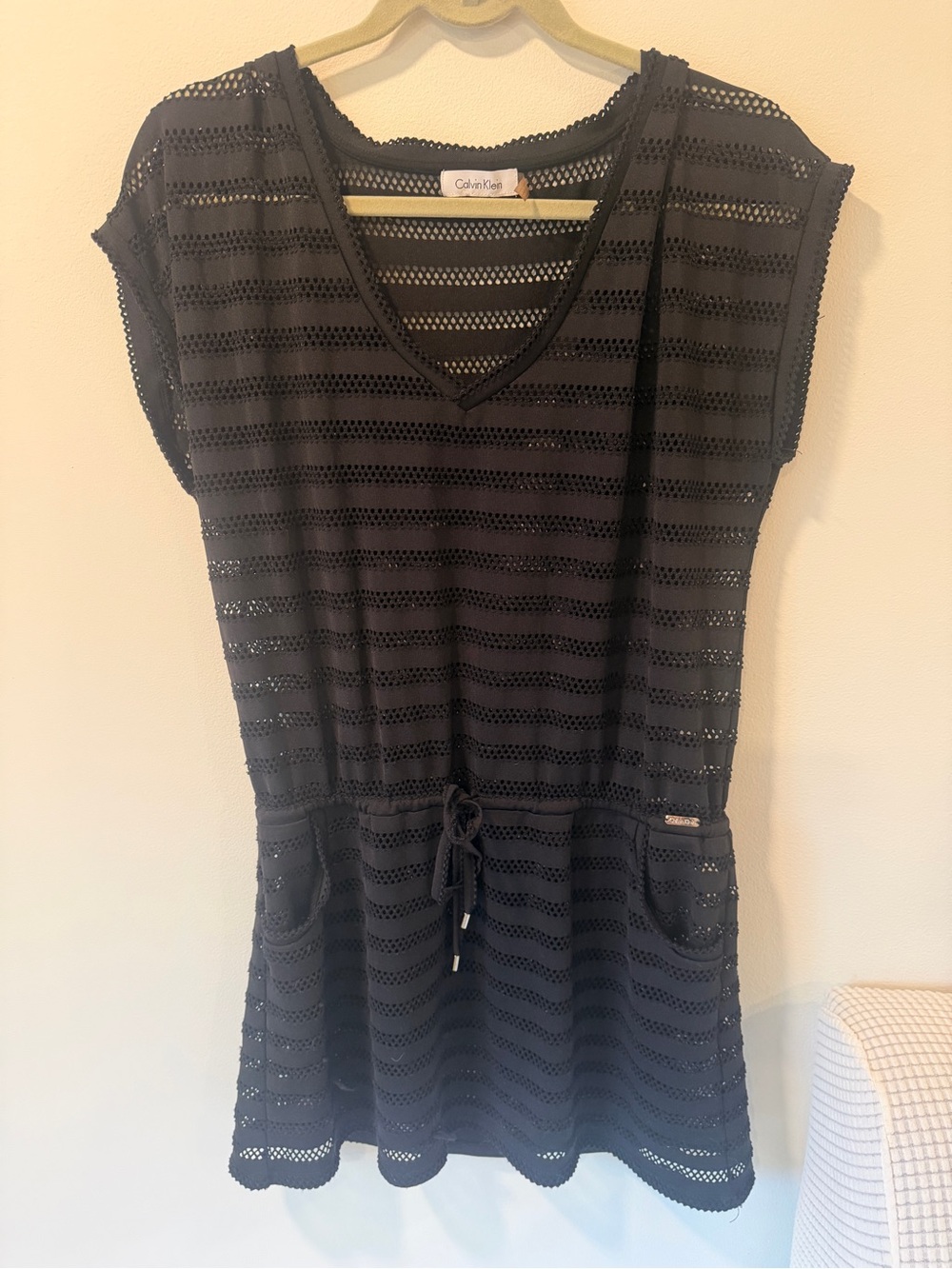 Calvin Klein Black Crochet Swim Coverup Tunic